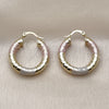 Oro Laminado Medium Hoop, Gold Filled Style Hollow Design, Diamond Cutting Finish, Tricolor, 02.213.0312.1.25
