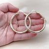 Oro Laminado Medium Hoop, Gold Filled Style Hollow Design, Diamond Cutting Finish, Tricolor, 02.213.0312.1.50