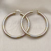 Oro Laminado Medium Hoop, Gold Filled Style Hollow Design, Diamond Cutting Finish, Tricolor, 02.213.0312.1.60