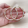 Oro Laminado Large Hoop, Gold Filled Style Hollow Design, Diamond Cutting Finish, Tricolor, 02.213.0309.1.60