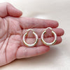 Oro Laminado Medium Hoop, Gold Filled Style Hollow Design, Diamond Cutting Finish, Tricolor, 02.213.0313.1.25