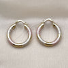 Oro Laminado Medium Hoop, Gold Filled Style Hollow Design, Diamond Cutting Finish, Tricolor, 02.213.0313.1.30