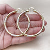 Oro Laminado Large Hoop, Gold Filled Style Hollow Design, Diamond Cutting Finish, Tricolor, 02.213.0313.1.60