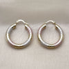 Oro Laminado Medium Hoop, Gold Filled Style Hollow Design, Diamond Cutting Finish, Tricolor, 02.170.0310.1.30