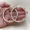 Oro Laminado Large Hoop, Gold Filled Style Hollow Design, Diamond Cutting Finish, Tricolor, 02.170.0310.1.60