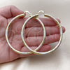 Oro Laminado Extra Large Hoop, Gold Filled Style Hollow Design, Diamond Cutting Finish, Tricolor, 02.170.0310.1.70