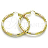 Oro Laminado Extra Large Hoop, Gold Filled Style Hollow Design, Diamond Cutting Finish, Tricolor, 02.213.0759.1.70