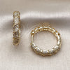 Oro Laminado Huggie Hoop, Gold Filled Style Twist Design, with White Micro Pave, Polished, Golden Finish, 02.283.0240.25