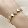 Oro Laminado Tennis Bracelet, Gold Filled Style Heart Design, with White Micro Pave, Polished, Golden Finish, 03.283.0467.07 (11 MM Thickness, 7 Inches Length)
