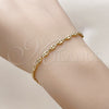Oro Laminado Fancy Bracelet, Gold Filled Style Puff Mariner Design, Polished, Golden Finish, 04.326.0005.07