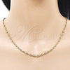 Oro Laminado Fancy Necklace, Gold Filled Style Puff Mariner Design, Polished, Golden Finish, 04.326.0005.22