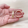 Oro Laminado Huggie Hoop, Gold Filled Style with White Micro Pave, Polished, Golden Finish, 02.204.0059.30
