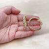 Oro Laminado Huggie Hoop, Gold Filled Style Twist Design, with White Cubic Zirconia, Polished, Golden Finish, 02.204.0060.40