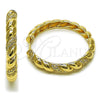 Oro Laminado Huggie Hoop, Gold Filled Style Twist Design, with White Cubic Zirconia, Polished, Golden Finish, 02.204.0060.40