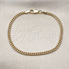 Oro Laminado Basic Bracelet, Gold Filled Style Miami Cuban Design, Diamond Cutting Finish, Golden Finish, 04.63.1424.07 (0.80 Gauge, Thickness, 7 Inches Length)