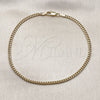 Oro Laminado Basic Anklet, Gold Filled Style Miami Cuban Design, Diamond Cutting Finish, Golden Finish, 04.63.1424.10 (0.80 Gauge, Thickness, 10 Inches Length)