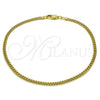 Oro Laminado Basic Anklet, Gold Filled Style Miami Cuban Design, Diamond Cutting Finish, Golden Finish, 04.63.1424.10 (0.80 Gauge, Thickness, 10 Inches Length)