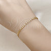 Oro Laminado Basic Bracelet, Gold Filled Style Figaro Design, Diamond Cutting Finish, Golden Finish, 5.222.017.07 (0.80 Gauge, 03 MM Thickness, 7 Inches Length)