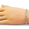 Oro Laminado Tennis Bracelet, Gold Filled Style Baguette Design, with White Cubic Zirconia, Polished, Golden Finish, 03.213.0345.07 (04 MM Thickness, 8 Inches Length)