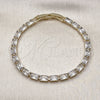 Oro Laminado Tennis Bracelet, Gold Filled Style Baguette Design, with White Cubic Zirconia, Polished, Golden Finish, 03.213.0345.07 (04 MM Thickness, 8 Inches Length)