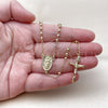 Oro Laminado Thin Rosary, Gold Filled Style Guadalupe and Cross Design, Polished, Golden Finish, 09.213.0050.18