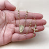 Oro Laminado Thin Rosary, Gold Filled Style Guadalupe and Cross Design, Polished, Golden Finish, 09.213.0050.18