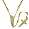 Oro Laminado Thin Rosary, Gold Filled Style San Judas and Crucifix Design, Polished, Golden Finish, 09.213.0052.18