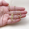 Oro Laminado Thin Rosary, Gold Filled Style Santa Muerte and Crucifix Design, Polished, Golden Finish, 09.213.0053.18