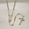 Oro Laminado Thin Rosary, Gold Filled Style Guadalupe and Crucifix Design, Polished, Golden Finish, 09.213.0054.18