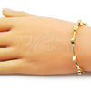 Oro Laminado Individual Bangle, Gold Filled Style Heart Design, Polished, Golden Finish, 07.170.0050