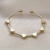 Oro Laminado Individual Bangle, Gold Filled Style Heart Design, Polished, Golden Finish, 07.170.0050 (02 MM Thickness, One size fits all)