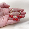 Oro Laminado Earring and Pendant Adult Set, Gold Filled Style Cherry Design, with Garnet Crystal, Polished, Golden Finish, 10.411.0009