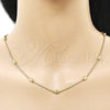 Oro Laminado Basic Necklace, Gold Filled Style Miami Cuban and Ball Design, Polished, Golden Finish, 04.213.0280.20