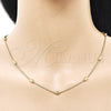 Oro Laminado Basic Necklace, Gold Filled Style Miami Cuban and Ball Design, Polished, Golden Finish, 04.213.0280.22