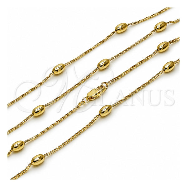 Oro Laminado Basic Necklace, Gold Filled Style Miami Cuban and Ball Design, Polished, Golden Finish, 04.213.0280.22 (04 MM Thickness, 22 Inches Length)