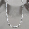 Sterling Silver Basic Necklace, Figaro Design, Diamond Cutting Finish, Silver Finish, 04.431.0001.20