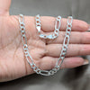 Sterling Silver Basic Necklace, Figaro Design, Diamond Cutting Finish, Silver Finish, 04.431.0001.22