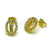 Oro Laminado Stud Earring, Gold Filled Style San Judas Design, with White Cubic Zirconia, Polished, Golden Finish, 02.156.0706