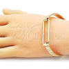 Oro Laminado Individual Bangle, Gold Filled Style Belt Buckle Design, Diamond Cutting Finish, Golden Finish, 07.282.0015.05