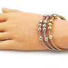 Oro Laminado Trio Bangle, Gold Filled Style and Ball Diamond Cutting Finish, Tricolor, 07.282.0024