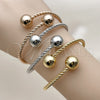 Oro Laminado Trio Bangle, Gold Filled Style and Ball Polished, Tricolor, 07.282.0029