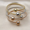 Oro Laminado Trio Bangle, Gold Filled Style and Ball Polished, Tricolor, 07.282.0029
