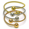 Oro Laminado Trio Bangle, Gold Filled Style and Ball Polished, Tricolor, 07.282.0029