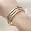 Oro Laminado Trio Bangle, Gold Filled Style Polished, Tricolor, 07.282.0030