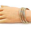 Oro Laminado Trio Bangle, Gold Filled Style Diamond Cutting Finish, Golden Finish, 07.282.0034 (Thickness, One size fits all)
