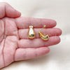 Oro Laminado Stud Earring, Gold Filled Style Teardrop Design, Polished, Golden Finish, 02.282.0024