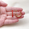 Oro Laminado Small Hoop, Gold Filled Style with Garnet Pearl, Polished, Golden Finish, 02.282.0030.3.25