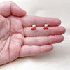 Oro Laminado Stud Earring, Gold Filled Style Cherry Design, Red Enamel Finish, Golden Finish, 02.213.0817