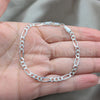 Sterling Silver Basic Bracelet, Figaro Design, Diamond Cutting Finish, Silver Finish, 03.431.0003.07