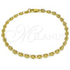 Oro Laminado Fancy Anklet, Gold Filled Style Puff Mariner Design, Polished, Golden Finish, 04.326.0006.10